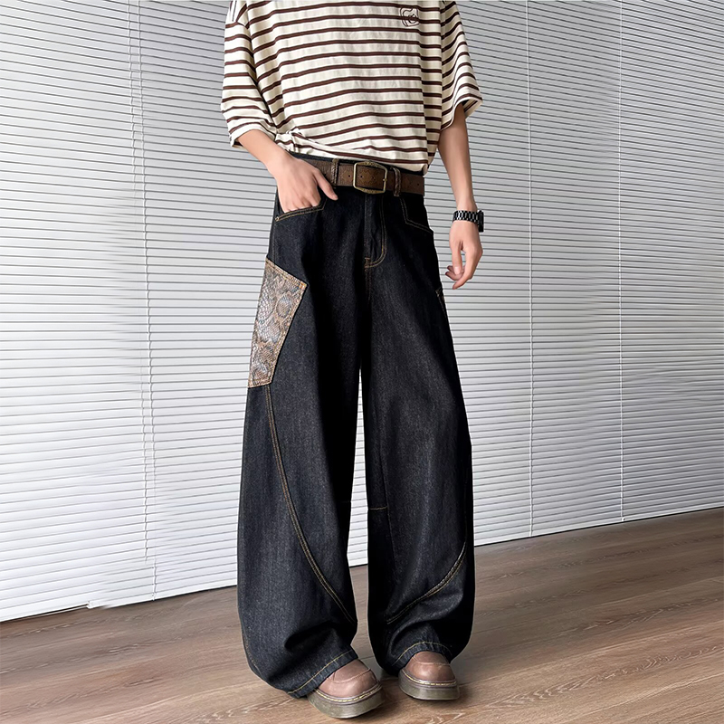 Modecanvas Snake Print Pocket Jeans
