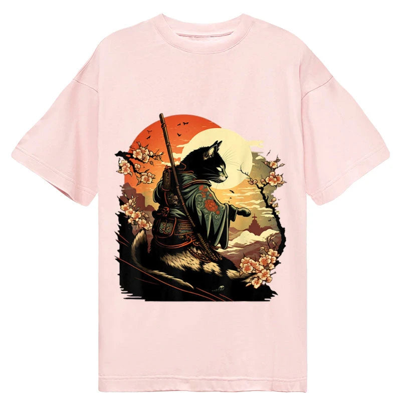 Modecanvas Japanese Art Neko Ninja DTG Printing Classic T-Shirt-modecanvas