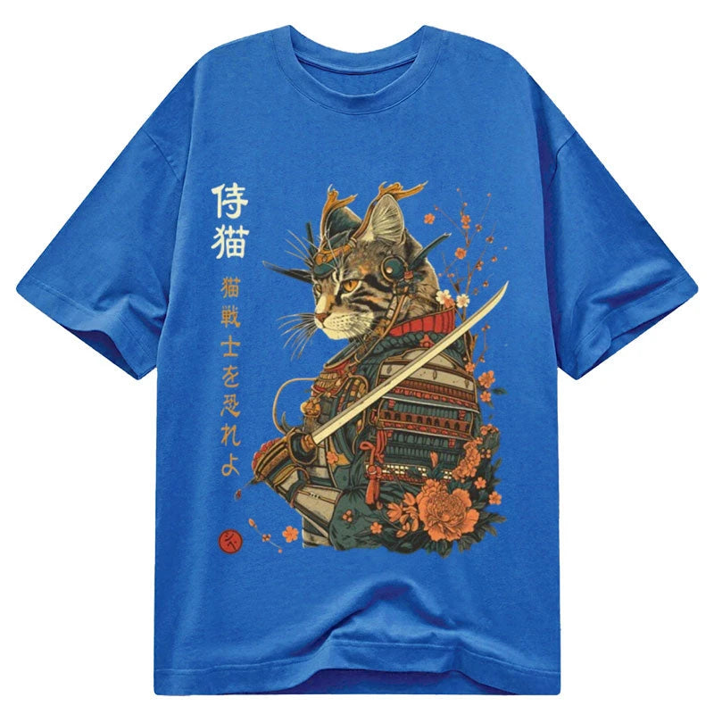 Modecanvas Cat Samurai Japanese Art DTG Printing Classic T-Shirt-modecanvas