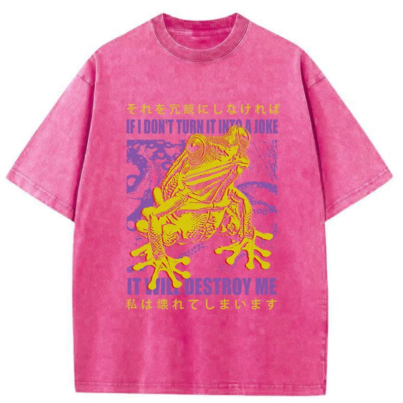 Modecanvas A Frog Prone To Emotional Breakdown Washed T-Shirt