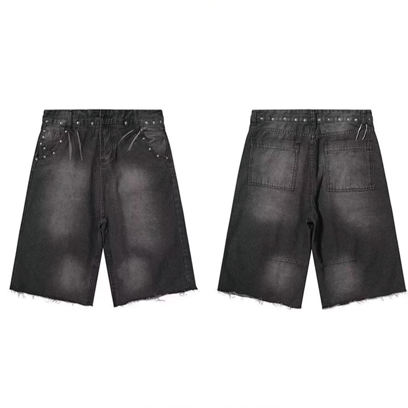 Modecanvas Studded Punk Denim Shorts