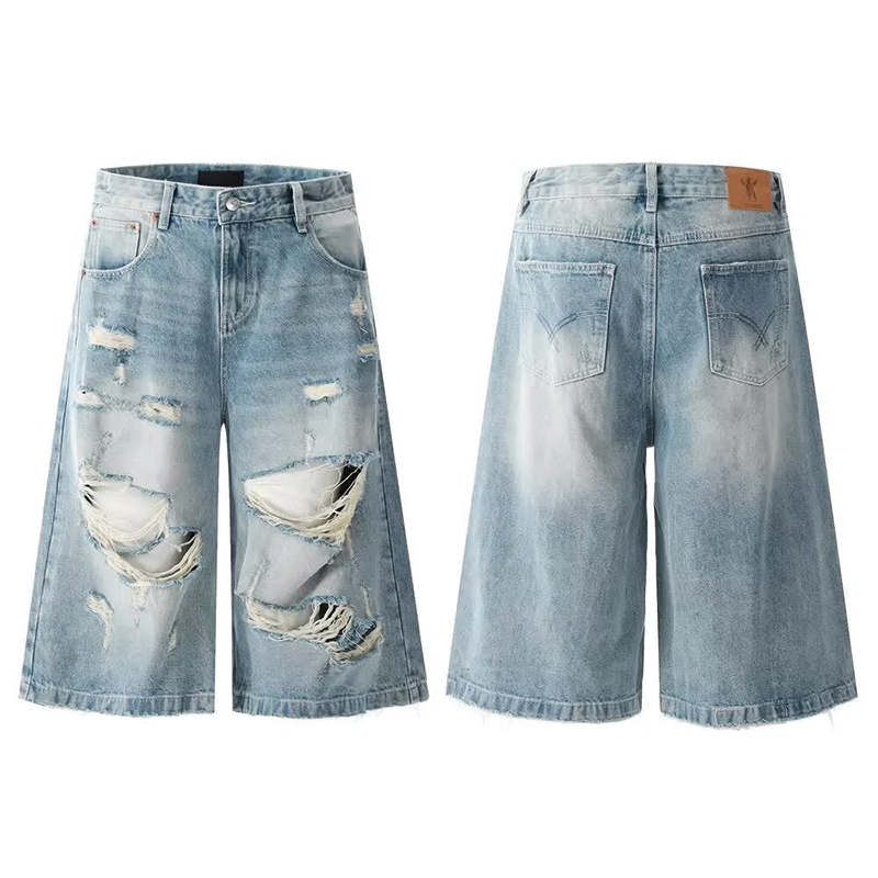 Modecanvas Ripped Destroy Denim Shorts