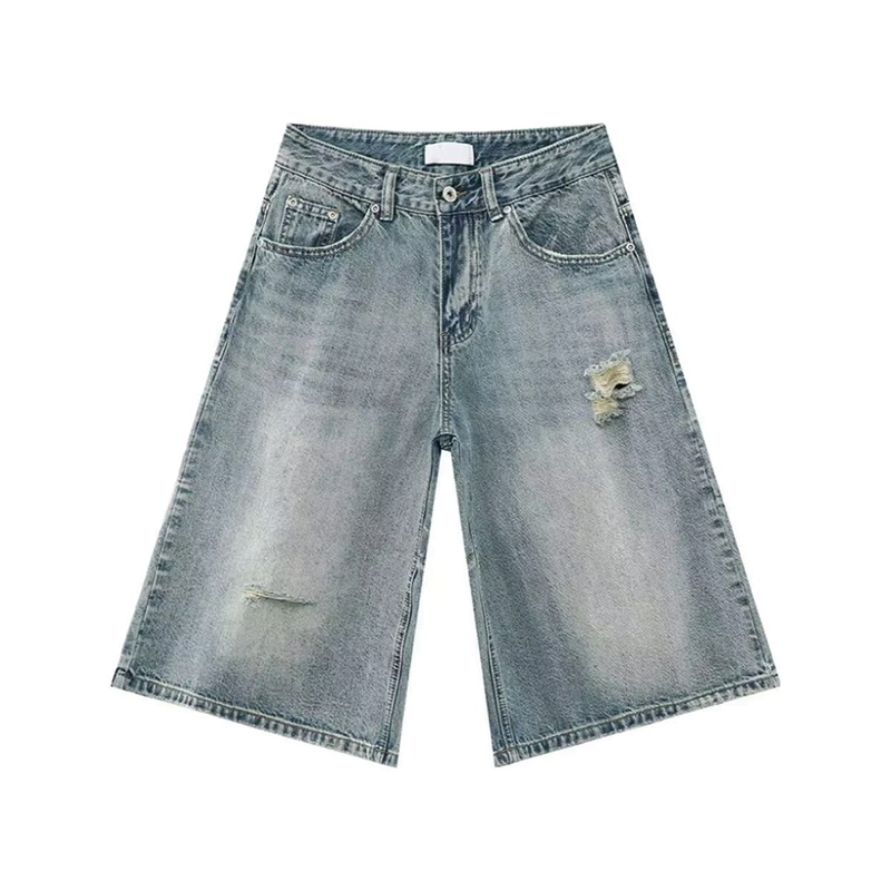 Modecanvas Faded Ripped Denim Shorts