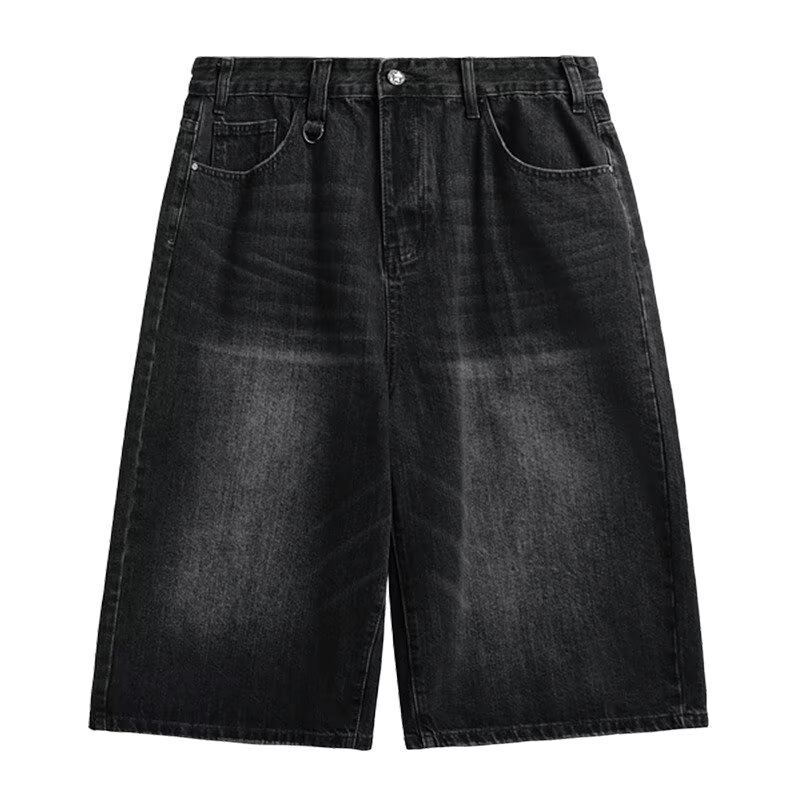 Modecanvas Raw Vintage Black Denim Shorts