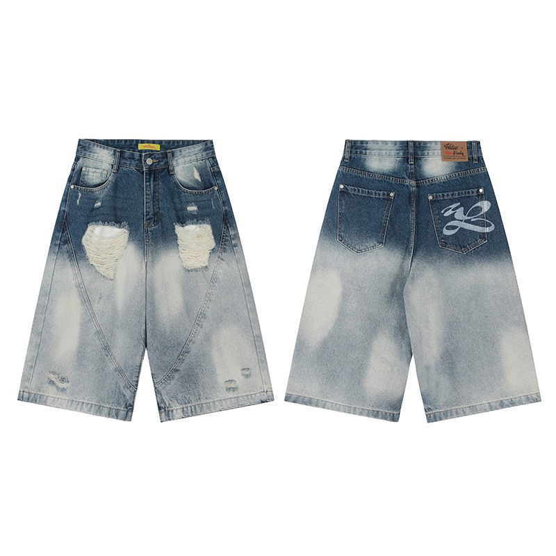 Modecanvas Ombre Slash Denim Shorts