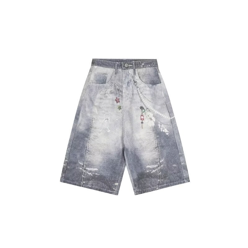 Modecanvas Chain Bleach Denim Shorts