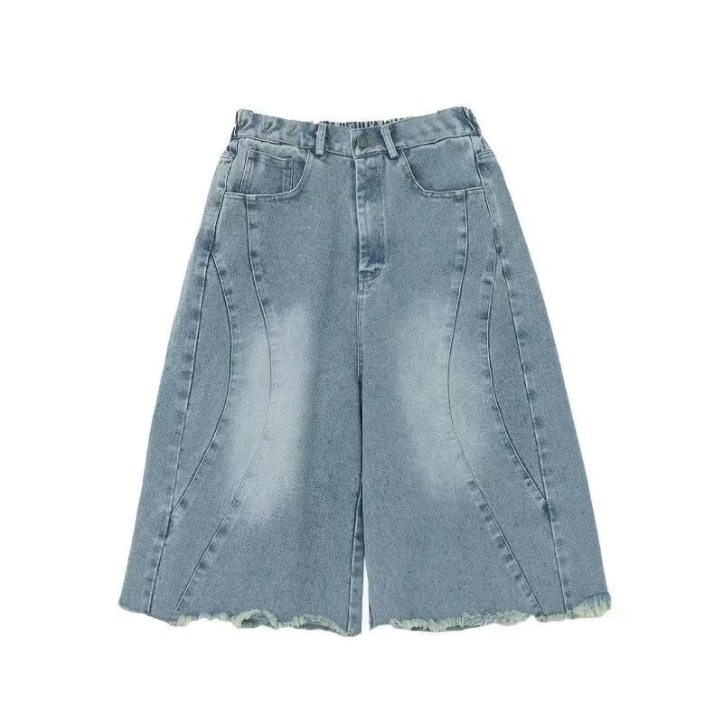 Modecanvas Wide Seam Denim Shorts