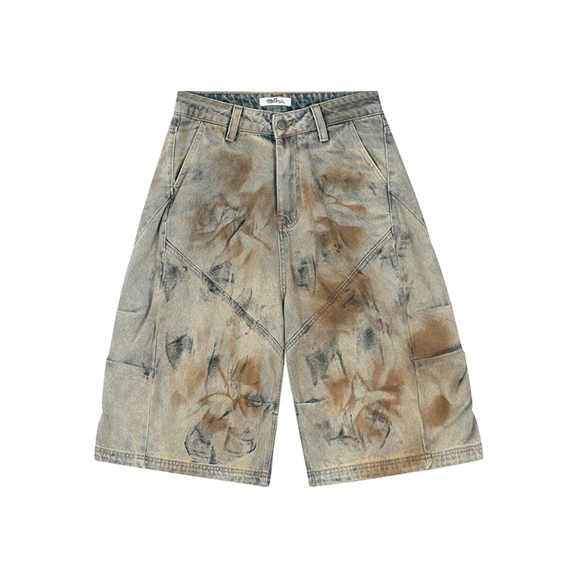 Modecanvas Mud Splash Denim Shorts