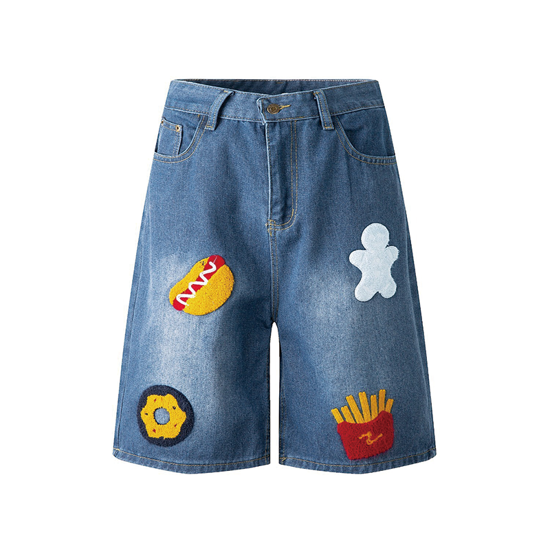 Modecanvas Food Patch Denim Shorts