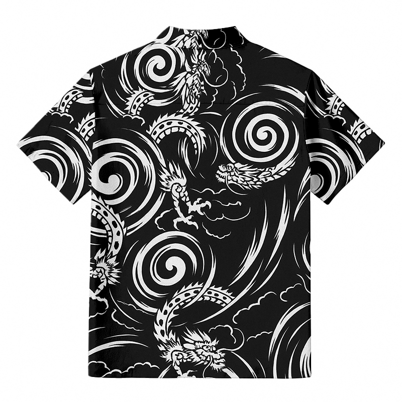 Modecanvas Japanese Black Dragon Hawaiian Shirt