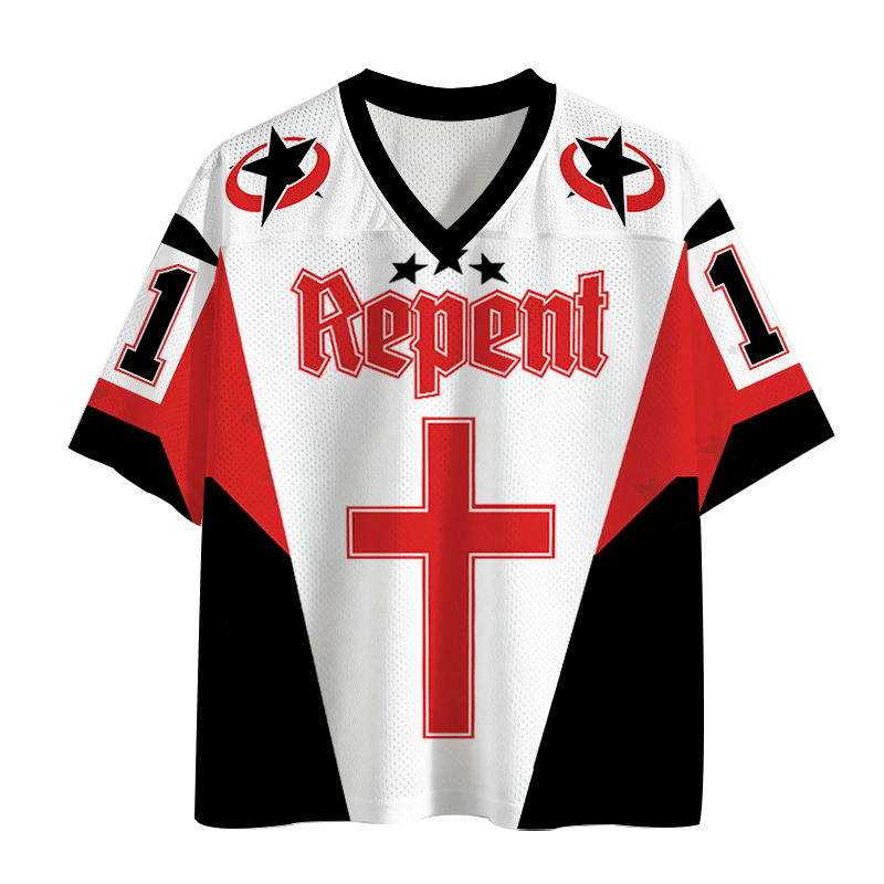 Modecanvas Repent To God Christian Mesh Jersey-modecanvas