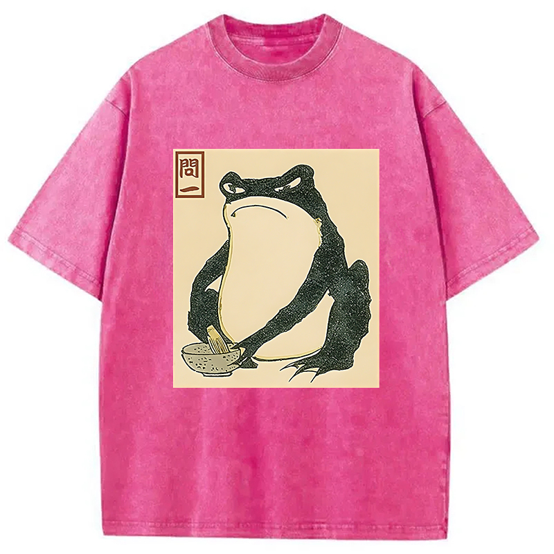 Modecanvas Matsumoto Hoji Japanese Frog Washed T-Shirt-modecanvas