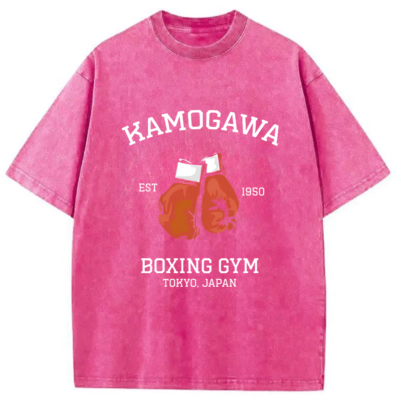 Modecanvas Retro Boxing Gloves Manga Anime Washed T-Shirt-modecanvas
