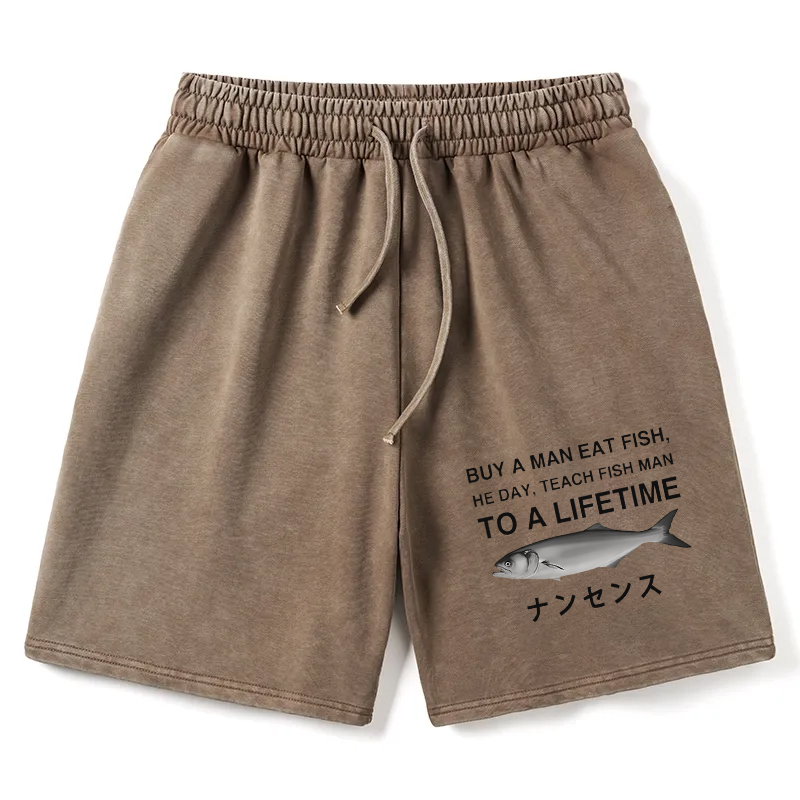 Modecanvas Funny To A Lifetime Washed Short
