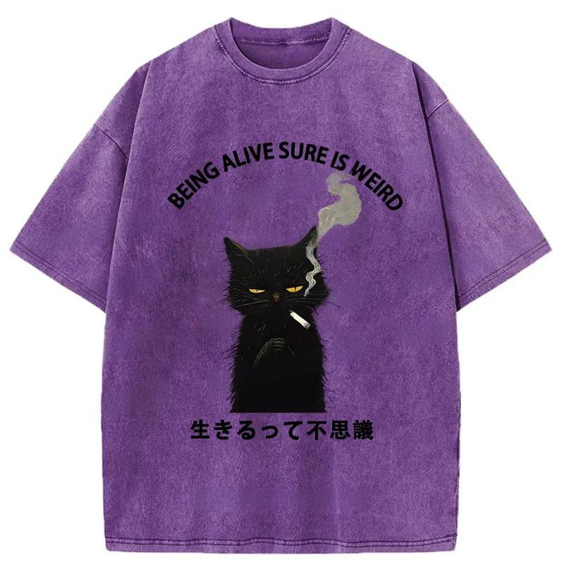 Modecanvas Being Alive Sure Is Weird Washed T-Shirt-modecanvas