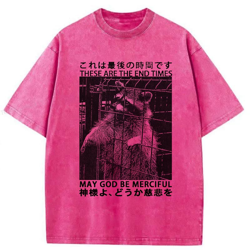 Modecanvas May God Be Merciful Washed T-Shirt-modecanvas