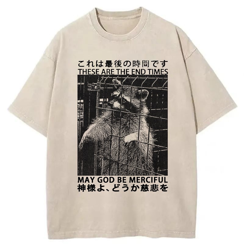 Modecanvas May God Be Merciful Washed T-Shirt-modecanvas