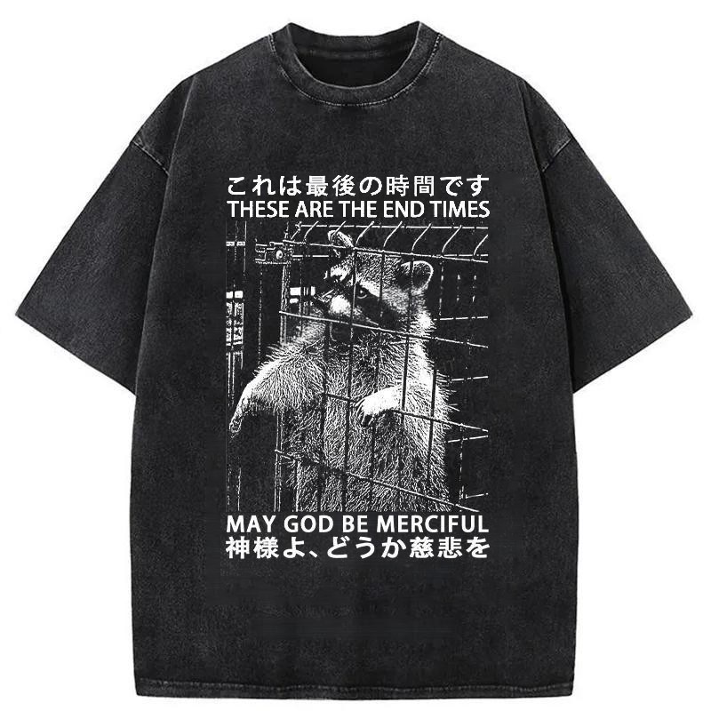 Modecanvas May God Be Merciful Washed T-Shirt-modecanvas