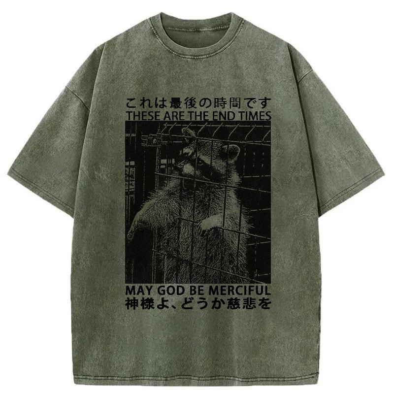 Modecanvas May God Be Merciful Washed T-Shirt-modecanvas