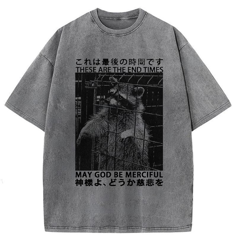 Modecanvas May God Be Merciful Washed T-Shirt-modecanvas