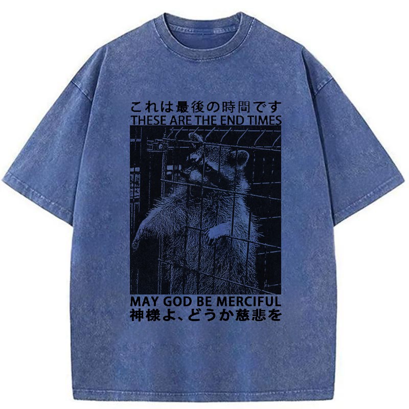 Modecanvas May God Be Merciful Washed T-Shirt-modecanvas
