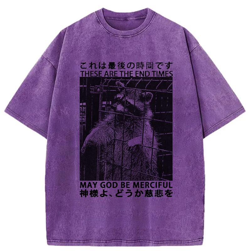Modecanvas May God Be Merciful Washed T-Shirt-modecanvas