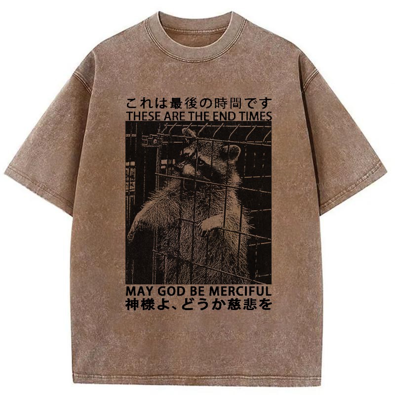 Modecanvas May God Be Merciful Washed T-Shirt-modecanvas