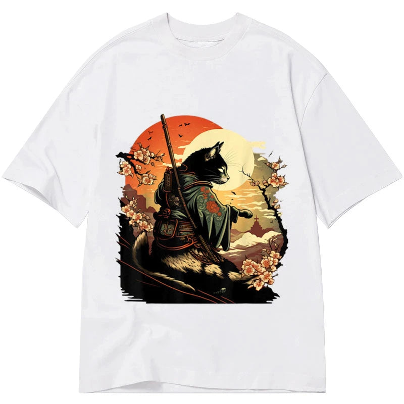 Modecanvas Japanese Art Neko Ninja DTG Printing Classic T-Shirt-modecanvas