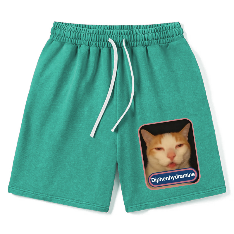 Modecanvas Pink Diphenhydramine Meme Cat Washed Short