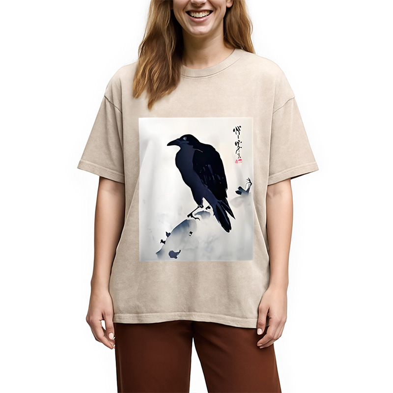 Modecanvas Japanese Kyosai Crow Washed T-Shirt