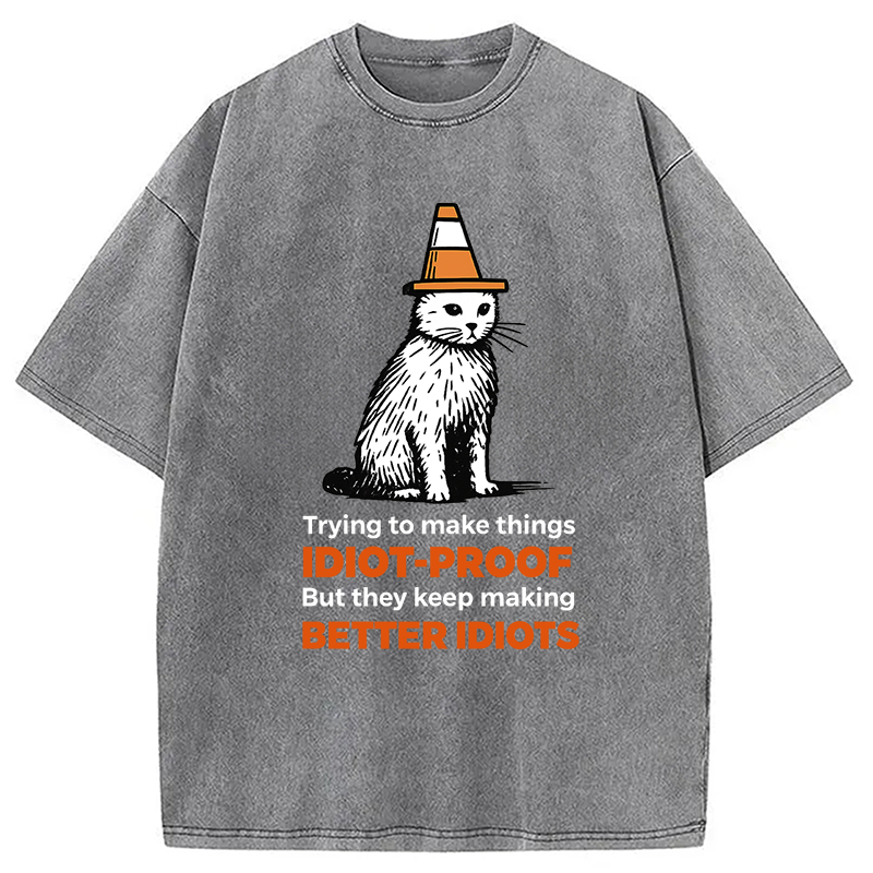 Modecanvas Stupid Cat Washed T-Shirt