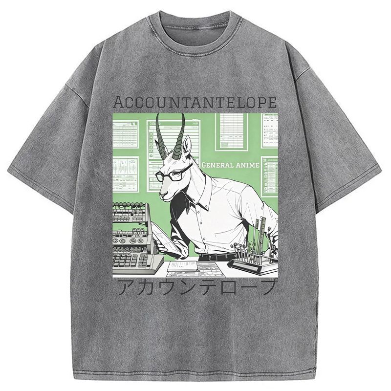 Modecanvas Accountant Antelope DTG Printing Washed T-Shirt