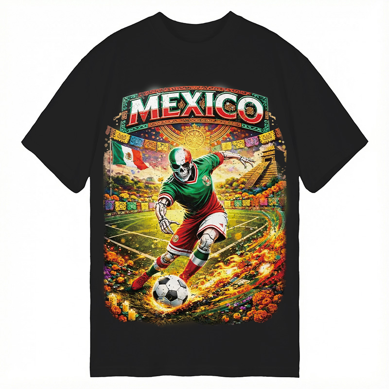 Modecanvas Mexico Skull Soccer DTG Printing Classic T-Shirt-modecanvas