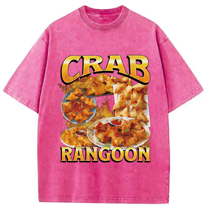 Modecanvas Crab Rangoon Funny Meme Washed T-Shirt