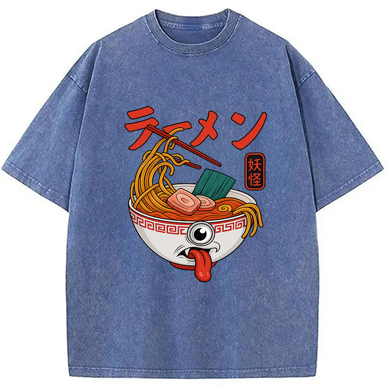 Modecanvas Yokai Ramen Japanese Washed T-Shirt