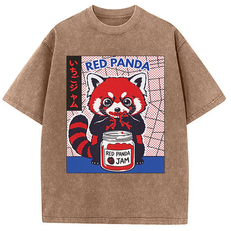 Modecanvas Red Panda DTG Printing Washed T-Shirt