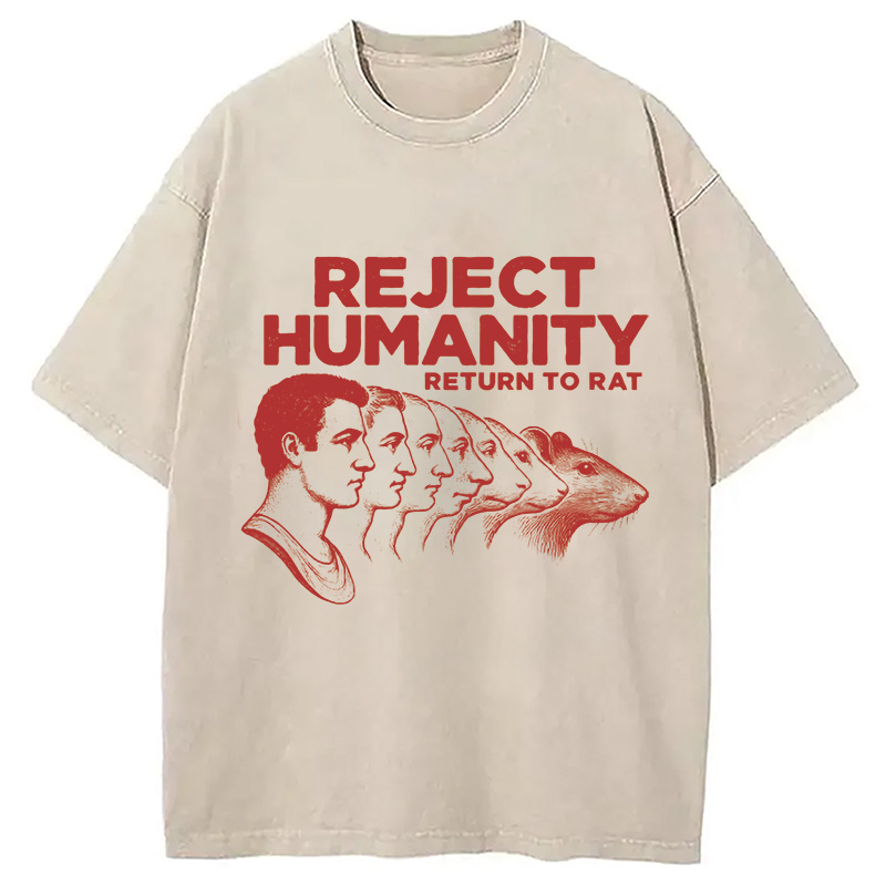 Modecanvas Vintage Reject Humanity Rat Washed T-Shirt