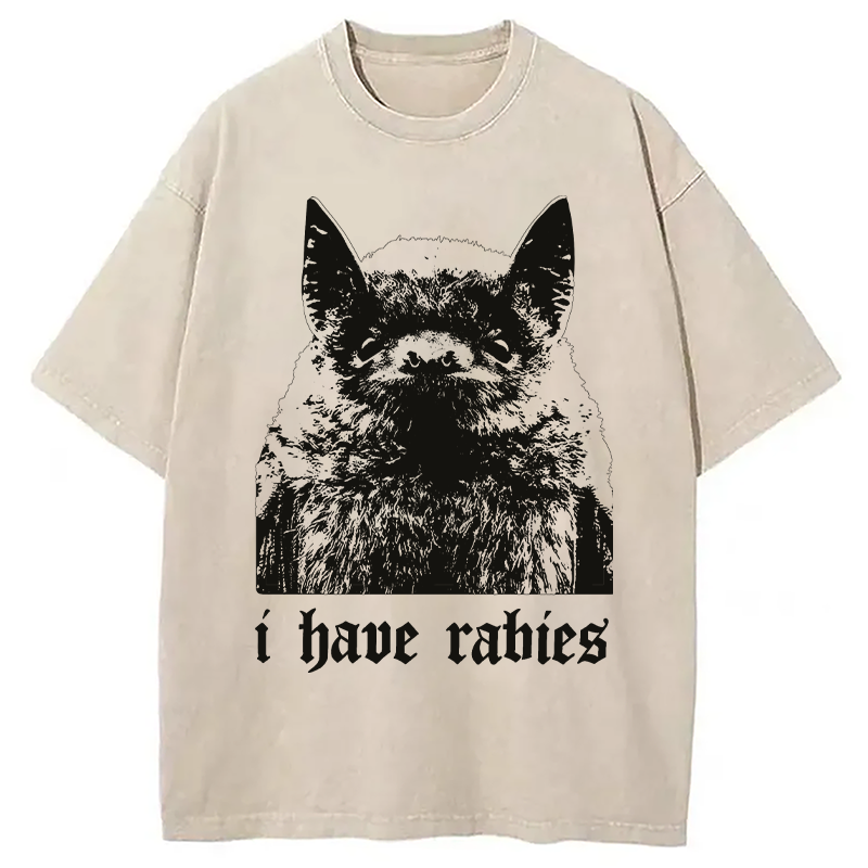 Modecanvas I Have Rabies DTG Printing Washed T-Shirt