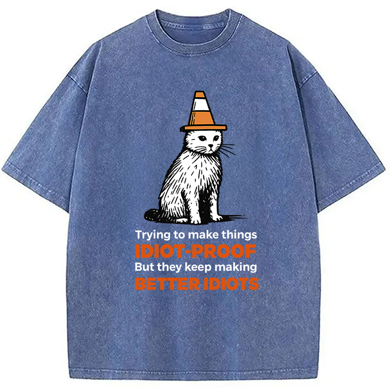 Modecanvas Stupid Cat Washed T-Shirt