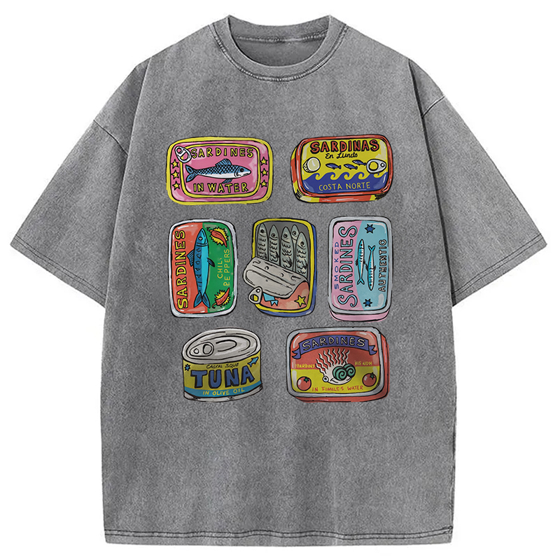 Modecanvas Sardines Canned Washed T-Shirt