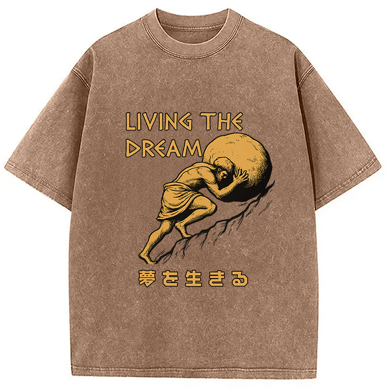 Modecanvas Living The Dream Meme Washed T-Shirt