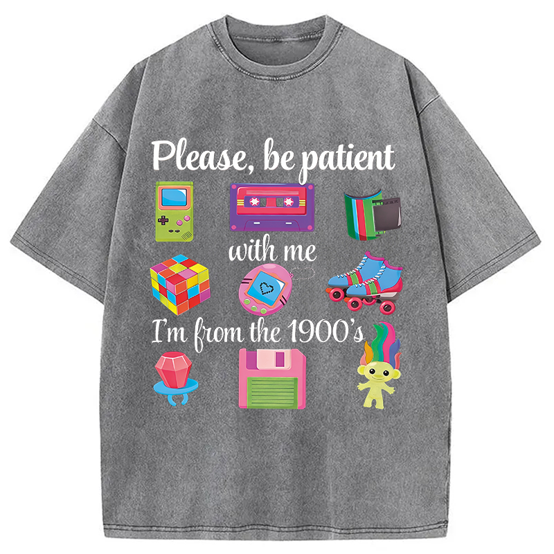 Modecanvas Please Be Patient Washed T-Shirt-modecanvas