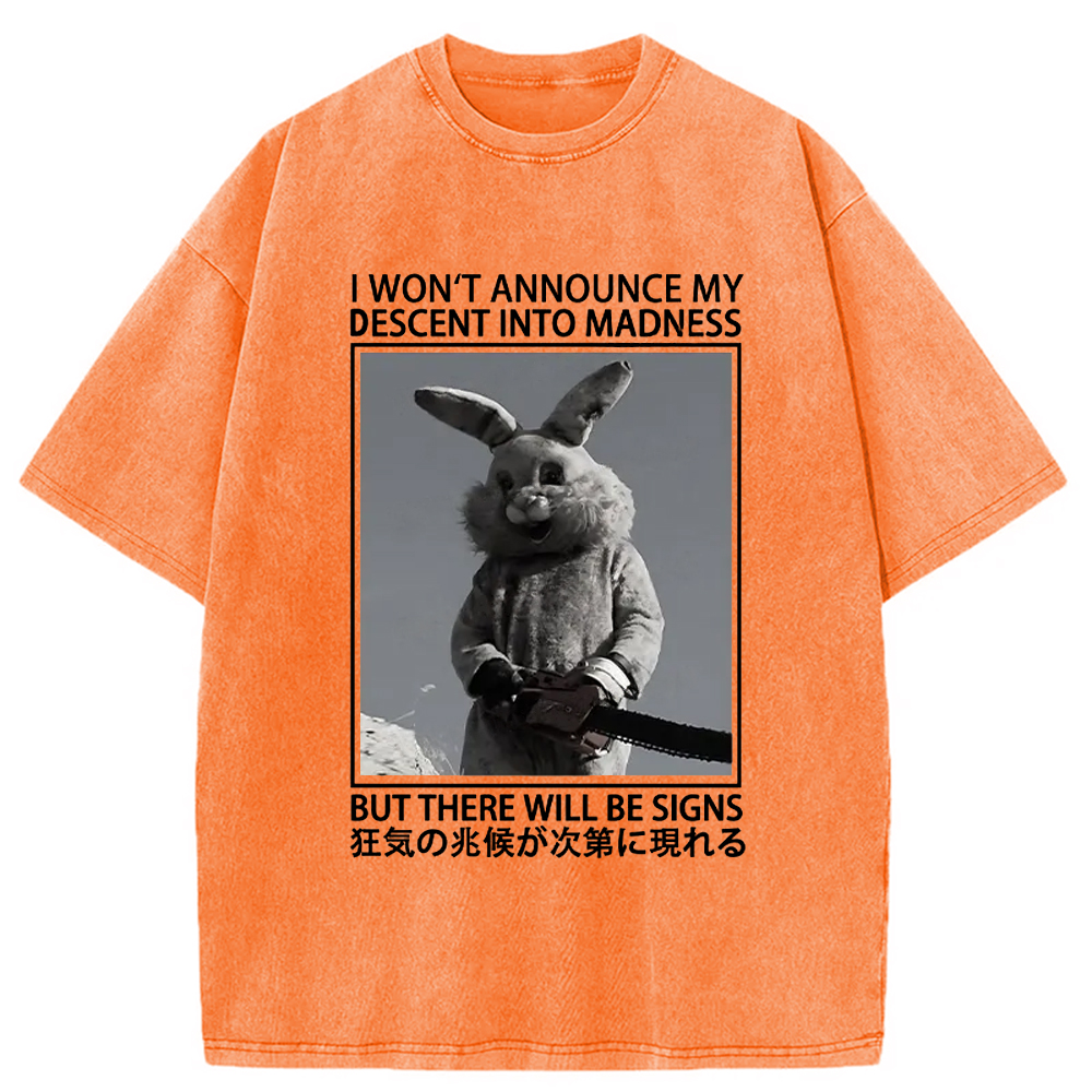 Modecanvas Rabbit Goes Into Madness Washed T-Shirt-modecanvas