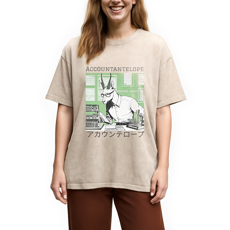 Modecanvas Accountant Antelope DTG Printing Washed T-Shirt