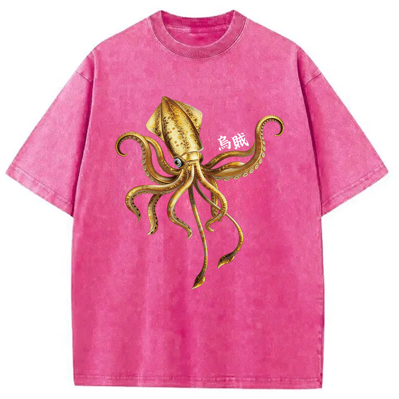 Modecanvas Squid Ink Painting DTG Printing Washed T-Shirt
