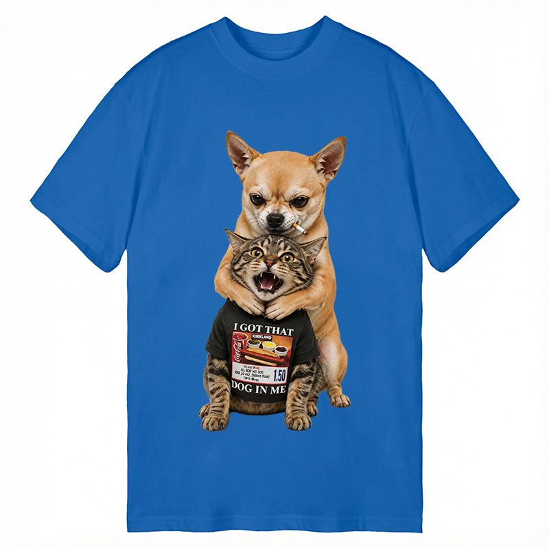 Modecanvas Chihuahua&Cat Funny DTG Printing Classic T-Shirt-modecanvas