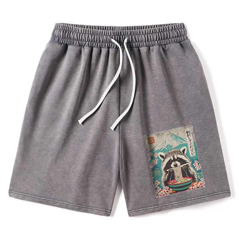Modecanvas Please Give Raccoon A Discount Washed Short