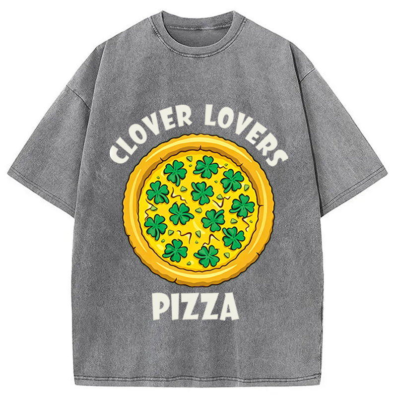 Modecanvas Clover Lovers Pizza DTG Printing Washed T-Shirt