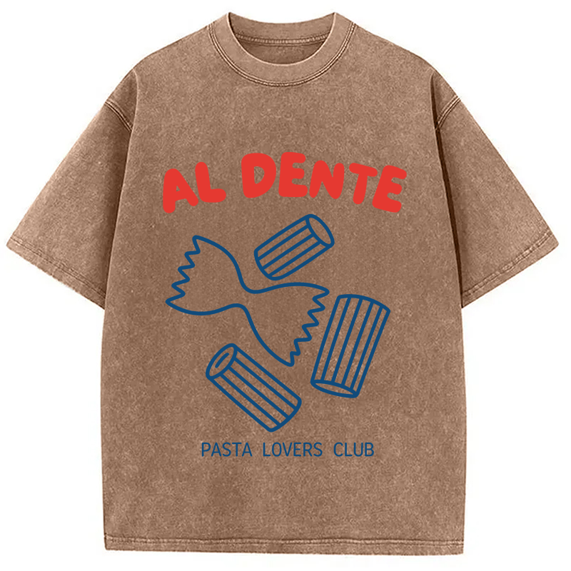 Modecanvas Al Dente Pasta Club DTG Printing Washed T-Shirt