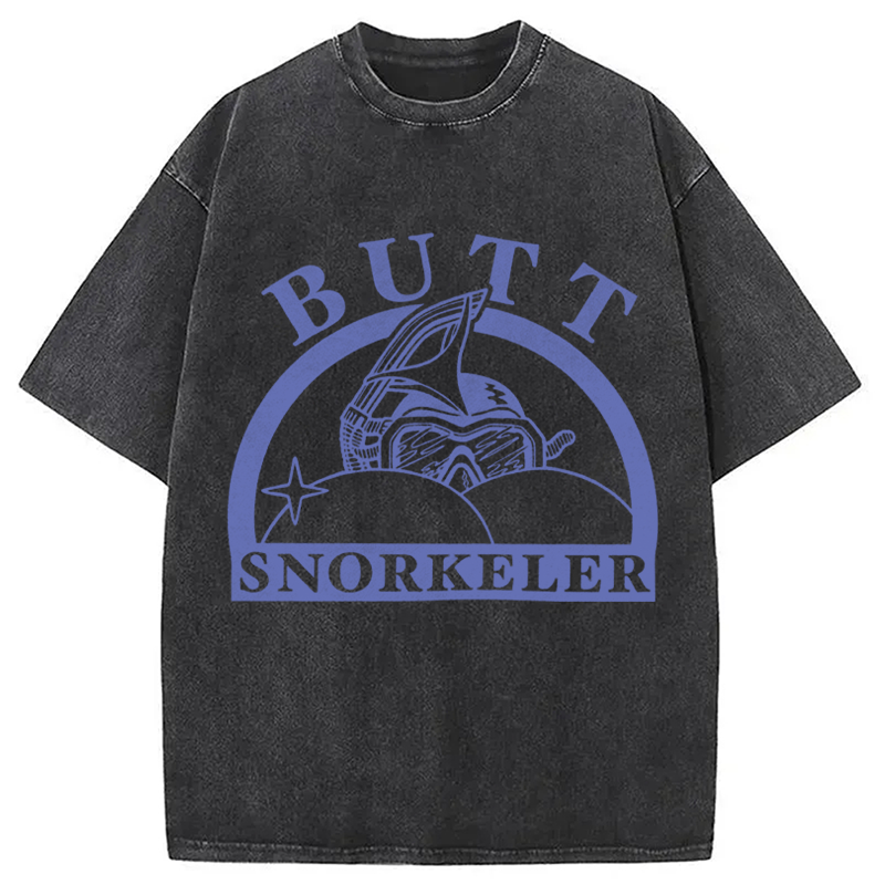 Modecanvas Butt Snorkeler Funny Diving Meme DTG Printing Washed T-Shirt